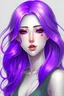 Placeholder: beautiful woman with green eyes and long purple hair anime realistic