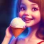 Placeholder: cute, adorable, smiling girl eating ice cream, candies flying all around her, Pixar, disney, cinema lighting, gaming, 8k, magic, love --q 1 --v 4