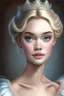 Placeholder: Princess Cinderella, with a very beautiful and symmetrical face, wears nude makeup and wears a charming, long and beautiful dress