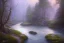 Placeholder:  winding stone path lit river