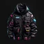 Placeholder: tactical jacket, black background, cyberpunk style, video game icon