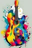 Placeholder: Abstract painting guitar in style of splash colors