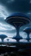 Placeholder: futuristic base of aliens in the clean sky