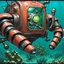 Placeholder: 90's fantasy tcg art of coral diving robot