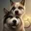 Placeholder: sad, abandoned, miserable akita dog tied to a pole with the Grim Reaper beside shitzhu dog on lonely highway, 8k resolution, high-quality, fine-detail, iridescent, intricate, digital art, detailed matte, volumetric lighting, illustration, 3D octane render, brian froud, howard lyon, selina french, anna dittmann, annie stokes, lisa parker, greg rutowski