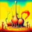 Placeholder: Surreal, Style by Yves Tanguy, Dante's third level of hell = GLUTTONY, gloop running through tubes, symbolic art, massively obese non-human, biomorphic deformity, Expressionism