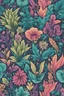 Placeholder: Make me a plant inspired t-shirt print with artistic patterns. Add chromatic colors