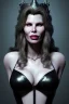 Placeholder: Kim Basinger as evil queen in black leather, busty, cleavage, curvy, angry, happy, stern look. character design by cory loftis, fenghua zhong, ryohei hase, ismail inceoglu and ruan jia. unreal engine 5, artistic lighting, highly detailed, photorealistic, fantasy