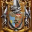 Placeholder: coat of arms of a troglodyte city in the moutains, very detailed