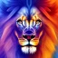 Placeholder: Lion portrait, bright colors, finger paint, splash, centered, detail, 8k resolution,