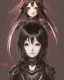 Placeholder: Detailed anime child girl, dark brown hair, black and red dragon scale armour, intricate details, full body portrait, keep head in frame, slight smile, black Japanese motif, concept art, highly detailed, digital painting, concept art, sharp focus, illustration, art by Yoji Shinkawa, WLOP and greg rutkowski and alphonse mucha and artgerm and yanjun Chen and Junji ito and Makoto Shinkai, HDR, octane render