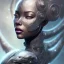 Placeholder: fantasy magic, intricate, sharp focus, illustration, highly detailed, digital painting, concept art, matte, masterpiece head sexy front view black African beauty space lady silver carp skin one head blonde space night