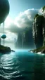 Placeholder: sci fi planet, futuristic city, ocean, waterfalls, canals