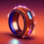 Placeholder: Ring made by wood roots and shreds of glass, orange diamonds sparkles, red rubi fragments around, blue lights reflexes, complex structure, gold details, intricate ring pattern,Unreal Engine 5, lens macro,sharp focus, realistic, hyper detailed, studio lighting, neon light ambient,