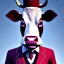 Placeholder: A cow wearing a pantsuit