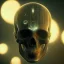 Placeholder: cyberpunk style ink ball skull picture in detailed frame, big black eyes, unreal engine 5, 8k resolution, photorealistic, ultra detailed, frame extreme accurate