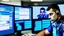 Placeholder: calm male cop dispatcher confused by evil hacker virus in the phone