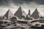 Placeholder: Totalitarian concrete brutalist city skyline with pyramids
