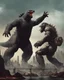 Placeholder: Godzilla fighting vs robot kong