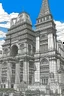 Placeholder: various architectural landmarks and cityscapes, coloring book page, simple and clean line art, adult drawing book, low details, black and white, crisp black lines, no shades, sharp lines, coloring book for adults, cartoon style, landscape