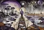 Placeholder: inner world this atypical world, in midle an alone human figure with a big map his hands in weird alternative clothes stands on the thin bridge , weird whimsical landscape, forest, and Sahara water and rocks,, around surreal cracked painted weird land with some black doors. dark purple, gray, black, white, brown. Whimsical style of Chagall , of Minjae Lee and Anton Semenov, lonely with absurd beauty. broken, weird bizarr,e absurd nightmare, neuron network background, surreal vibe