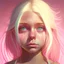 Placeholder: girl with a third eye, cute, kind, creative, with a pink strand, blonde, sunshine