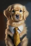 Placeholder: un perrito golden super real con bonitos ojos tiernos y vestido como profesor, doctor, ingeniero, policia, bombero, estudiante universitario, arquitecto, abogado