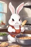 Placeholder: Cute chubby bunny floppy ears adventurer dnd cooking art realism