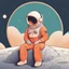 Placeholder: A whimsical digital illustration of a cartoonish astronaut, delicately rendered in soft pastel hues, sitting on a tiny, cratered moon, lost in thought as they stare out into the vast, starry expanse of empty space, their bright orange spacesuit a pop of color against the muted, celestial backdrop, with subtle texture and gentle shading adding depth to the minimalist composition, evoking a sense of wonder and contemplation, as if pondering the mysteries of the cosmos, amidst the eerie silence of