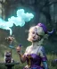 Placeholder: Ultra realistic wonderland photo, happy blonde woman smoking a shisha, blue dress, big purple-cat friend, circus dress style, old school tattoo, smoke, marijuana garden, glow eyes, perfect iris, soft color, highly detailed, unreal engine 5, cinematic, ultra detail, volumetric lighting, high definition.