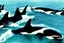 Placeholder: An orca army fighting Americans in WW2 swimming up a stream to attack