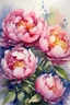 Placeholder: peonies, watercolor painting, ultrasharp, realistic colors, with some splashes of mixed colors