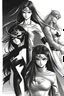 Placeholder: manga style , a superheroes, and two superheroine, pencil