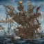 Placeholder: Skeleton pirates on a big, scary ship, artistically