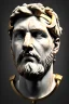 Placeholder: Ultra Realistic image, Roman sculpture bust, clean white marble material, Lionel Messi, gold Laurel leaves wreath, renaissance ornaments, one gold star, chisel style, waist up portrait, emperor style, epic, celestial, cinematic lighting, god light, 4k resolution, smooth details, ornate details, soft lighting, unreal engine 5, art station, substance 3d, art concept.