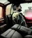 Placeholder: Ultra realistic back seat of limousine image, wide angle view, homeless men and woman, mad max style, grunge clothing, hair, smoke, smile, happy, extreme, soft color, highly detailed, unreal engine 5, ray tracing, RTX, lumen lighting, ultra detail, volumetric lighting, 3d, finely drawn, high definition, high resolution.