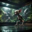 Placeholder: a lecture on a video screen of alien gremlin anatomy in dark lit reflective wet jungle metallic hall dome hotel tunnel, in the style of a fallout 4,bokeh like f/0.8, tilt-shift lens 8k, high detail, smooth render, down-light, unreal engine, prize winning