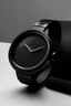 Placeholder: : Generate an image of a sleek, all-black ceramic watch displayed against a minimalist backdrop, showcasing its elegant design.