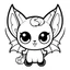 Placeholder: create a 2d black outline, " kawaii kitty with bat wings coloring book for kids", coloring page, low details design, black contour, coloring page design, colorful , card style, coloring page for kids, halloween backgorund,sketch style,