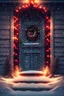 Placeholder: Happy New Year and Christmas inspiration, door decorated with christmas lights , 8k , cinematic
