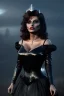 Placeholder: young sophia loren as evil queen in black leather, angry, stern look, volumetric lighting, particales,highly detailed,cinematic, deep colours,8