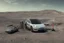 Placeholder: A Tesla 'Model S' is parked, at the lunar landing site of the 'Apollo 11'. (CINEMATIC, WIDE ANGLE LENS, PHOTO REAL)