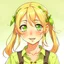 Placeholder: 10 year old girl, golden blonde in pigtails with hair clips, green eyes, freckled face, button nose, pale skin, anime style,