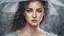 Placeholder: Draw a portrait of a beautiful woman, rain
