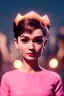 Placeholder: Audrey Hepburn Princess Peach, closed eyes, rtx, reflection, 8k, glow, winning photography, caustics