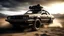 Placeholder: “Create a hyper-realistic image in the cinematic style of Mad Max, featuring a weathered and rusty black 1998 Honda Civic as the main subject. Position the car on a dusty desert road with a sandstorm swirling in the background. Ensure meticulous attention to detail to capture the mood of a futuristic environment, accentuating the post-apocalyptic essence of Mad Max's cinematic aesthetic.”