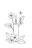 Placeholder: outline art for square Heart Candle Plumeria Ikebana style coloring page for kids, classic manga style, anime style, realistic modern cartoon style, white background, sketch style, only use outline, clean line art, no shadows, clear and well outlined