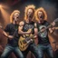 Placeholder: Beavis and Butthead as muscular heavy metal guitarists, wearing t-shirts, screaming on stage and playing guitar, professional concert photography, spotlight, intricately detailed, cinematic, matte oil painting, dynamic composition