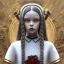 Placeholder: White Statue Jenna Ortega, Wednesday Addams, Rome style sculpture, full body, fresco background, hyper realistic, 8k,