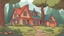 Placeholder: Cartoon oldschool house in forest